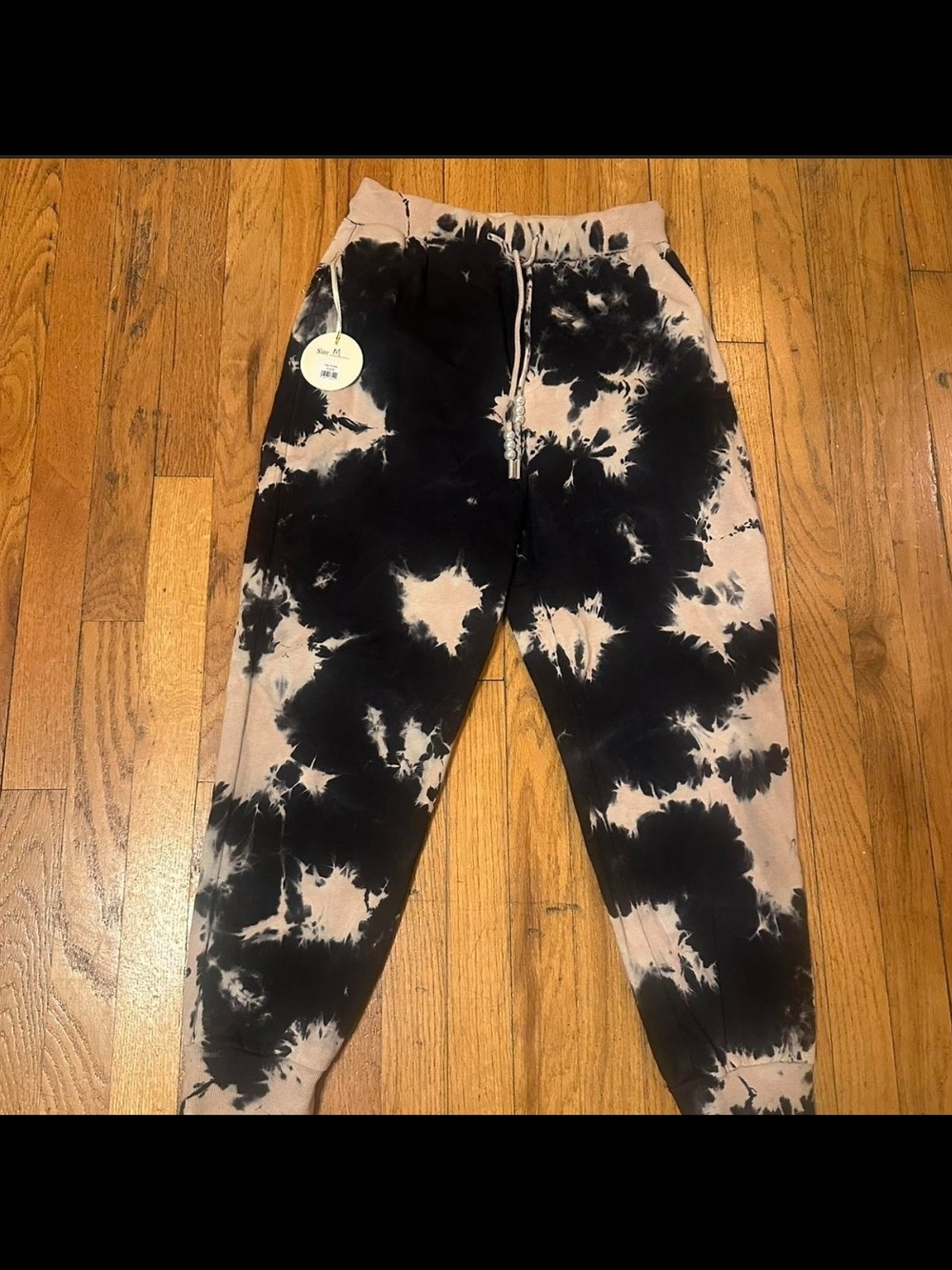 Tie-Dye Jogger Pants - Black and Cream
